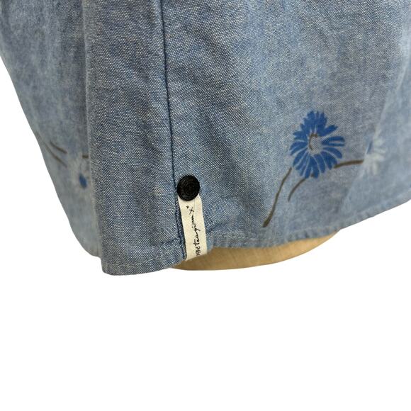 One Teaspoon Wild‎ Saloon Chambray Shirt Top Button Down Floral Blue Size XS - Picture 7 of 15